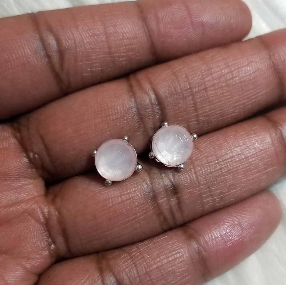 Light Pink & silver Stud Earrings